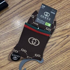Gucci Dark Brown Socks with Iconic Pattern